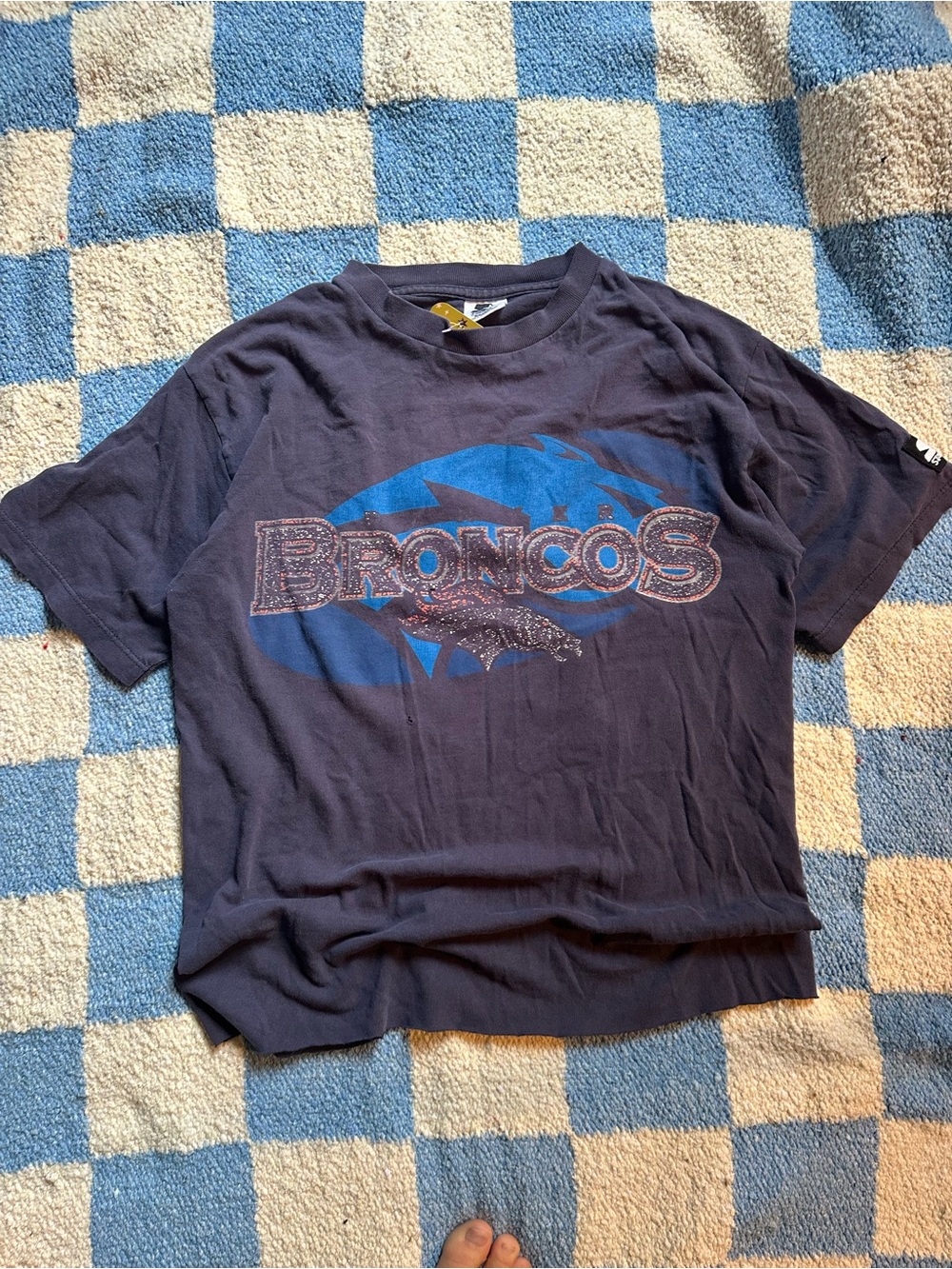 Vintage Broncos Graphic Tee - Navy Blue Shirt